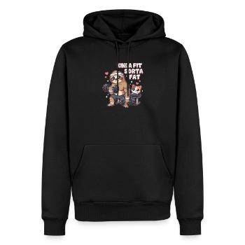 Plutôt en forme, un peu gros paresseux en haltérophilie - Sweat à capuche Premium bio Homme - noir - Devant - Nico (187cm)