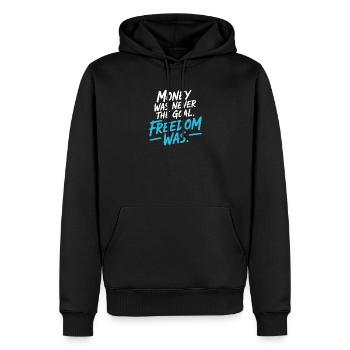Objectif financier Esprit de liberté Entrepreneur Liberté - Sweat à capuche Premium bio Homme - noir - Devant - Nico (187cm)
