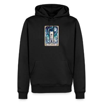 Samojede unter Nordlichtern - Männer Premium Bio Hoodie - Schwarz - Vorne - Nico (187cm)