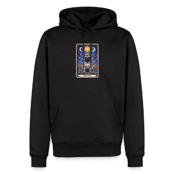 Illustration du Tarot Soleil-Lune Carlin - Sweat à capuche Premium bio Homme - noir - Devant - Nico (187cm)