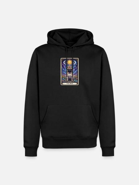 Sun Moon Pug Tarot Illustration - Men’s Premium Organic Hoodie - black