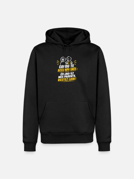 Conduite Accompagnée – Humour Débutant - Sweat à capuche Premium bio Homme - noir