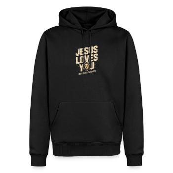 T-shirt préféré de Jesus Loves You - Sweat à capuche Premium bio Homme - noir - Devant - Nico (187cm)