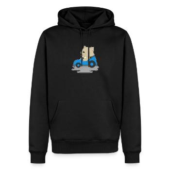 Cat Car - Sweat à capuche Premium bio Homme - noir - Devant - Nico (187cm)