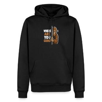 Bigfoot Vue Où vas-tu - Sweat à capuche Premium bio Homme - noir - Devant - Nico (187cm)