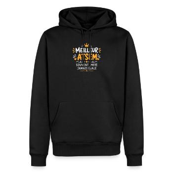 ATSEM - Sweat à capuche Premium bio Homme - noir - Devant - Nico (187cm)