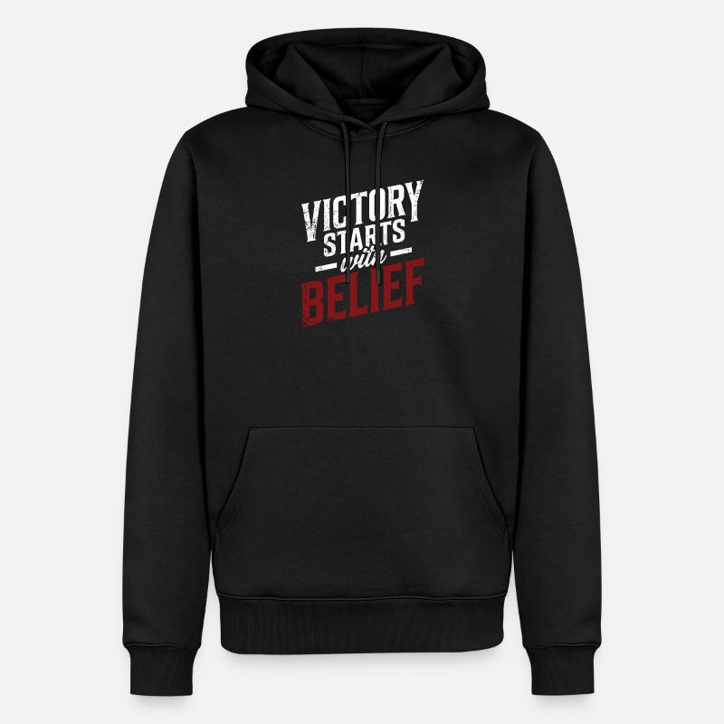 Der Sieg beginnt mit dem Glauben - Männer Premium Bio Hoodie - Schwarz