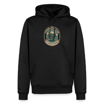 Club de la machine à écrire | Aucune mise à jour - Sweat à capuche Premium bio Homme - noir - Devant - Nico (187cm)