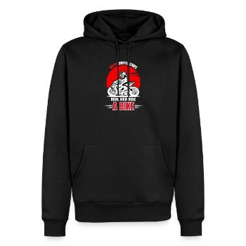 Echte Männer fahren Fahrrad - Männer Premium Bio Hoodie - Schwarz - Vorne - Nico (187cm)