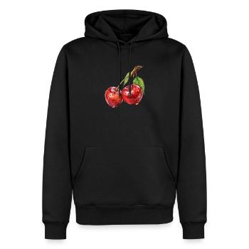 Kirsche - Männer Premium Bio Hoodie - Schwarz - Vorne - Nico (187cm)