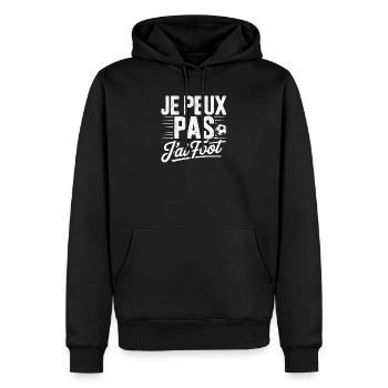 Je peux pas j'ai Foot - Sweat à capuche Premium bio Homme - noir - Devant - Nico (187cm)