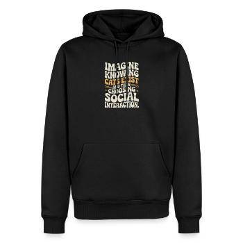 Chat : imaginez savoir que les chats existent Maman de chats - Sweat à capuche Premium bio Homme - noir - Devant - Nico (187cm)