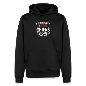 Je peux pas j'ai chiens  - Sweat à capuche Premium bio Homme - noir - Devant - Nico (187cm)