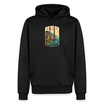 Amalfi Coast Vintage Travel Poster - Men’s Premium Organic Hoodie - black - Front - Nico (187cm)