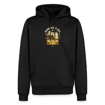 Quand Dieu Me Créa Humour Boussole Crayon - Sweat à capuche Premium bio Homme - noir - Devant - Nico (187cm)