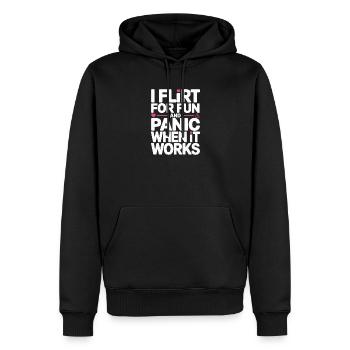Je flirte pour le plaisir Rencontres Flirt Anmachspruch célibataire - Sweat à capuche Premium bio Homme - noir - Devant - Nico (187cm)