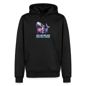 Grand requin blanc Grand requin blanc - Sweat à capuche Premium bio Homme - noir - Devant - Nico (187cm)