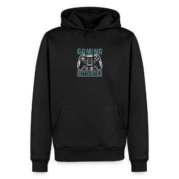 Mode de jeu activé Gamer Gaming Play - Sweat à capuche Premium bio Homme - noir - Devant - Nico (187cm)