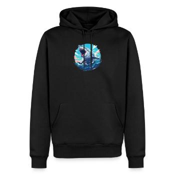Haie Hai - Männer Premium Bio Hoodie - Schwarz - Vorne - Nico (187cm)