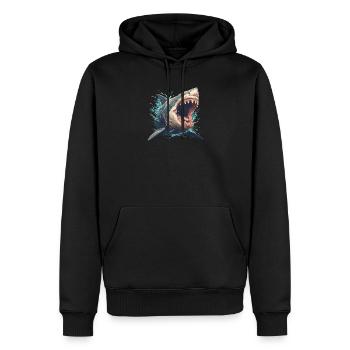 Haie Hai - Männer Premium Bio Hoodie - Schwarz - Vorne - Nico (187cm)