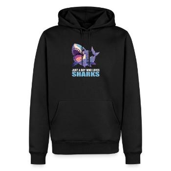 Haie Hai - Männer Premium Bio Hoodie - Schwarz - Vorne - Nico (187cm)