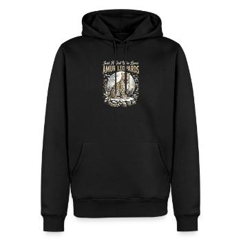 Graphique pour une fille qui aime les léopards de l’Amour - Sweat à capuche Premium bio Homme - noir - Devant - Nico (187cm)