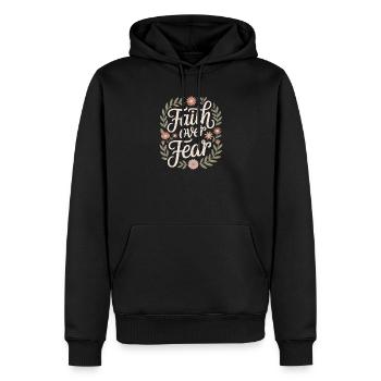 Foi Foi avant la peur Jésus Dieu Versets bibliques Église - Sweat à capuche Premium bio Homme - noir - Devant - Nico (187cm)