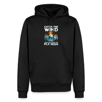 Fange Den Wind Verfolge Deine Träume Flug Ins Hoch - Männer Premium Bio Hoodie - Schwarz - Vorne - Nico (187cm)