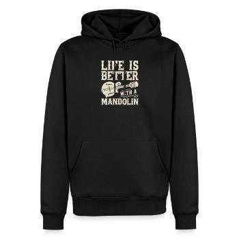 Mandoline Bluegrass Country Folk - Sweat à capuche Premium bio Homme - noir - Devant - Nico (187cm)