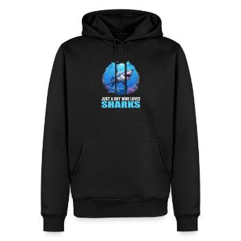 Requins Requin - Sweat à capuche Premium bio Homme - noir - Devant - Nico (187cm)