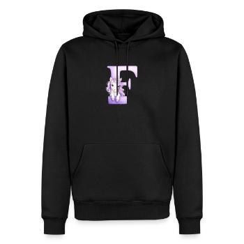 Lettre C Licorne Violette - Sweat à capuche Premium bio Homme - noir - Devant - Nico (187cm)