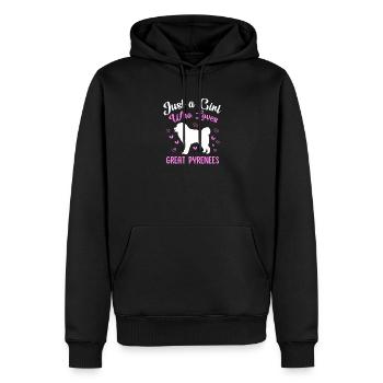 Chien des Pyrénées - Sweat à capuche Premium bio Homme - noir - Devant - Nico (187cm)