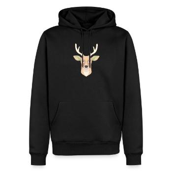 Sleepy Deer Cartoon-Gesicht - Männer Premium Bio Hoodie - Schwarz - Vorne - Nico (187cm)