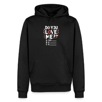Est-ce que tu m’aimes Relation Amour Couple Amour Mariage Couple - Sweat à capuche Premium bio Homme - noir - Devant - Nico (187cm)