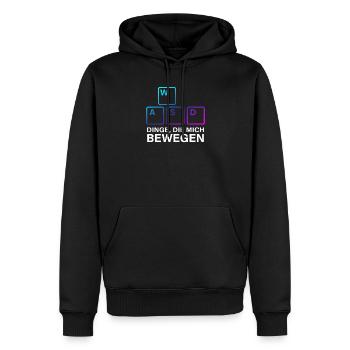WASD Dinge die mich bewegen - Männer Premium Bio Hoodie - Schwarz - Vorne - Nico (187cm)