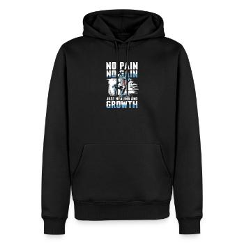 Pas de douleur, pas de gain, juste la guérison et la croissance - Sweat à capuche Premium bio Homme - noir - Devant - Nico (187cm)