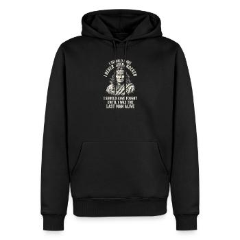 I should never have surrendered Geronimo - Men’s Premium Organic Hoodie - black - Front - Nico (187cm)