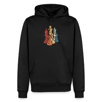 Schach Retro Schachfiguren Schachspieler - Männer Premium Bio Hoodie - Schwarz - Vorne - Nico (187cm)