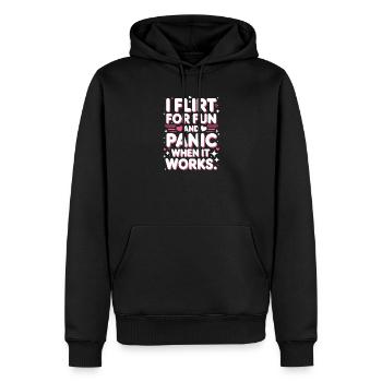 Je flirte pour le plaisir Panique quand ça marche Flirte célibataire - Sweat à capuche Premium bio Homme - noir - Devant - Nico (187cm)