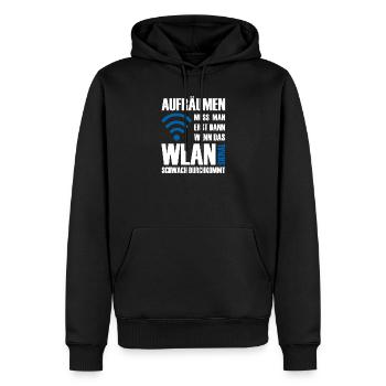 Aufräumen muss man wenn das Wlan schwach kommt - Männer Premium Bio Hoodie - Schwarz - Vorne - Nico (187cm)