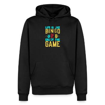 Bingo Jeu Profitez du jeu Bingo - Sweat à capuche Premium bio Homme - noir - Devant - Nico (187cm)