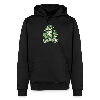 Motif familial du papa dinosaure Papasaurus - Sweat à capuche Premium bio Homme - noir - Devant - Nico (187cm)