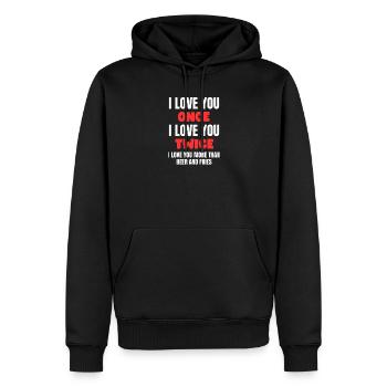 Amour Bière et Frites - Sweat à capuche Premium bio Homme - noir - Devant - Nico (187cm)