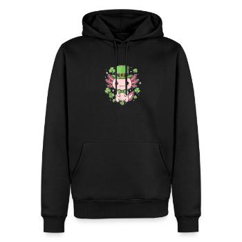 Leprechaun Axolotl mit Glück - Männer Premium Bio Hoodie - Schwarz - Vorne - Nico (187cm)