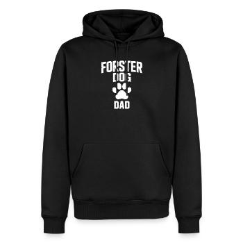 Papa de chien en famille d’accueil - Cadeau adopté par un chien - Sweat à capuche Premium bio Homme - noir - Devant - Nico (187cm)