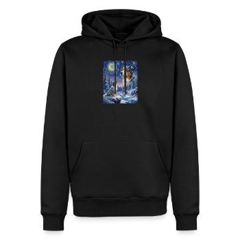 Chien Hurlant à la Lune Berger Australien - Sweat à capuche Premium bio Homme - noir - Devant - Nico (187cm)