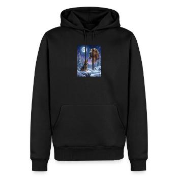Hurlant vers la Lune Mème Chien Sanglier - Sweat à capuche Premium bio Homme - noir - Devant - Nico (187cm)