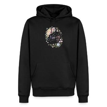 Nancy Blütenkranz Namensdesign - Männer Premium Bio Hoodie - Schwarz - Vorne - Nico (187cm)