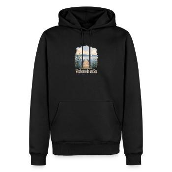 Wochenende am See, Bodensee Uferkind Heimatmotiv - Men’s Premium Organic Hoodie - black - Front - Nico (187cm)