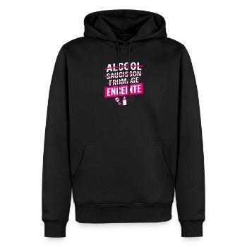 Humour Grossesse Fille Sans Alcool Fromage - Sweat à capuche Premium bio Homme - noir - Devant - Nico (187cm)